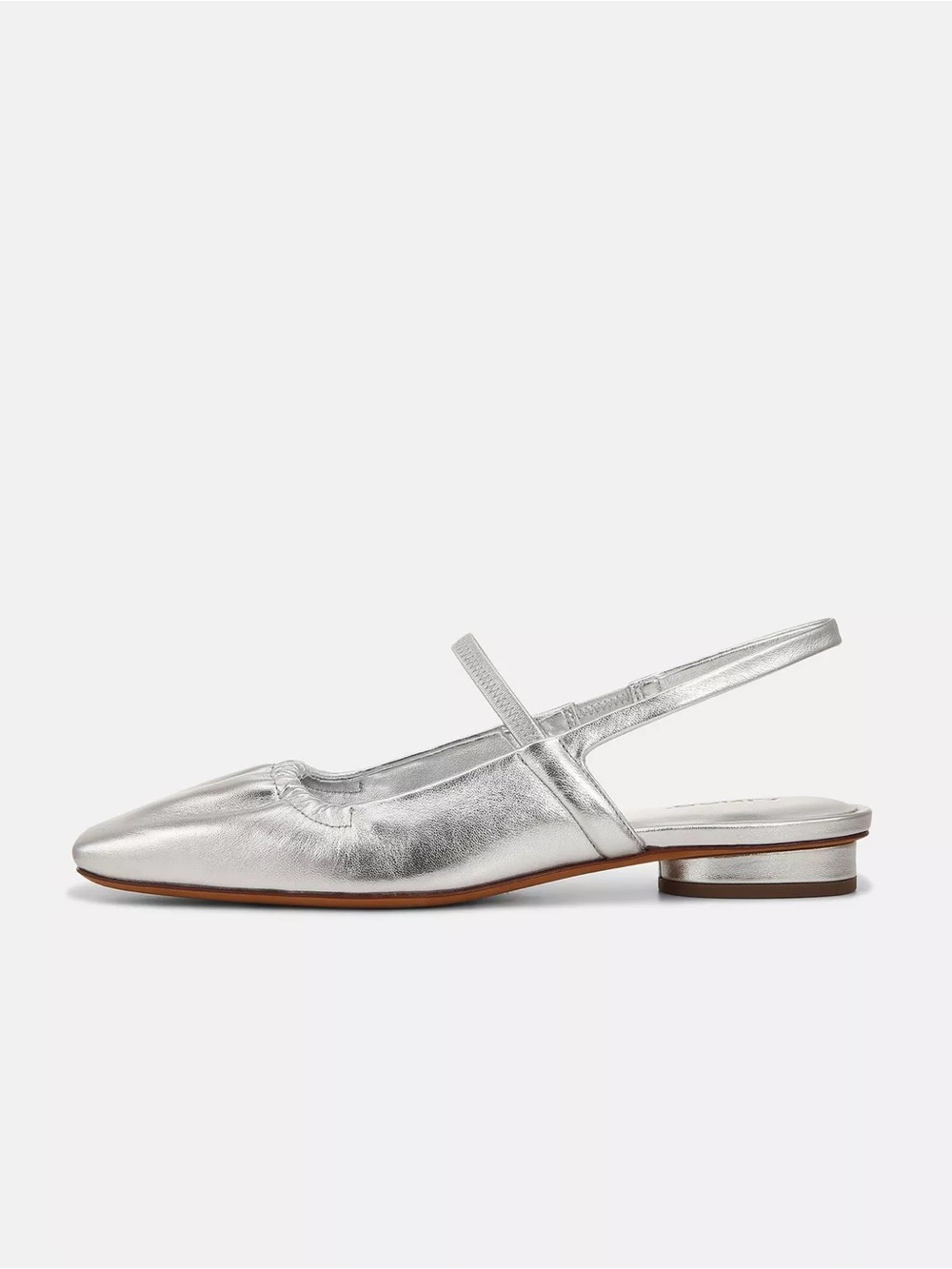 Vince Venice Metallic Leather Slingback Flats in Silver - 7